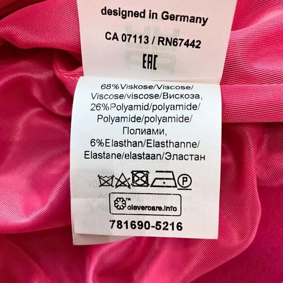 RIANI FUCHSIA PINK CREPE NOTCHED LAPEL BLAZER JACKET - 10 - Picture 10 of 10
